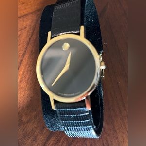 Movado 30mm Classic Museum Leather Wristwatch - black